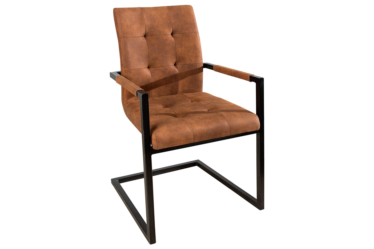 Cantilever chair OXFORD with armrests microfibre vintage brown