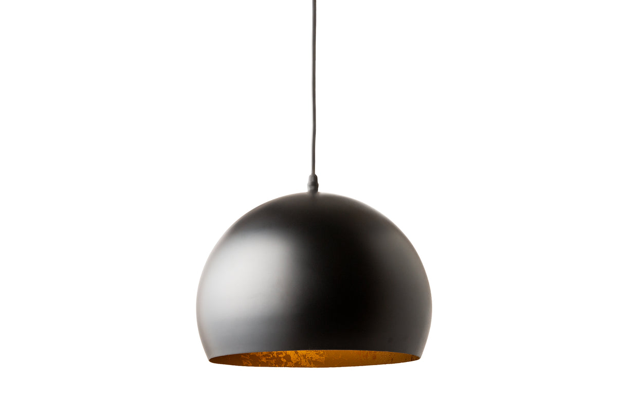 Pendant lamp GLOW black with leaf gold look inside
