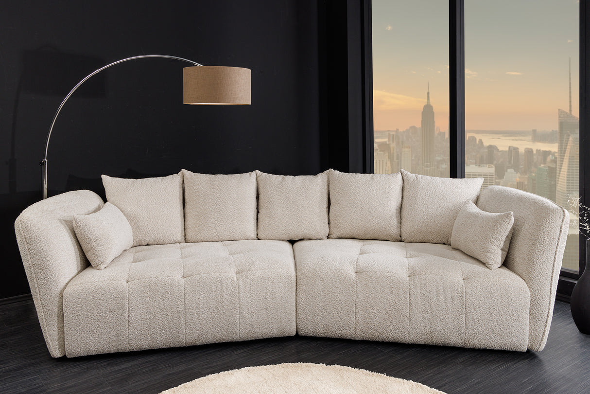 Sofa ROYAL 295cm XL Federkern abnehmbarer Bezug Bouclé champagner beige