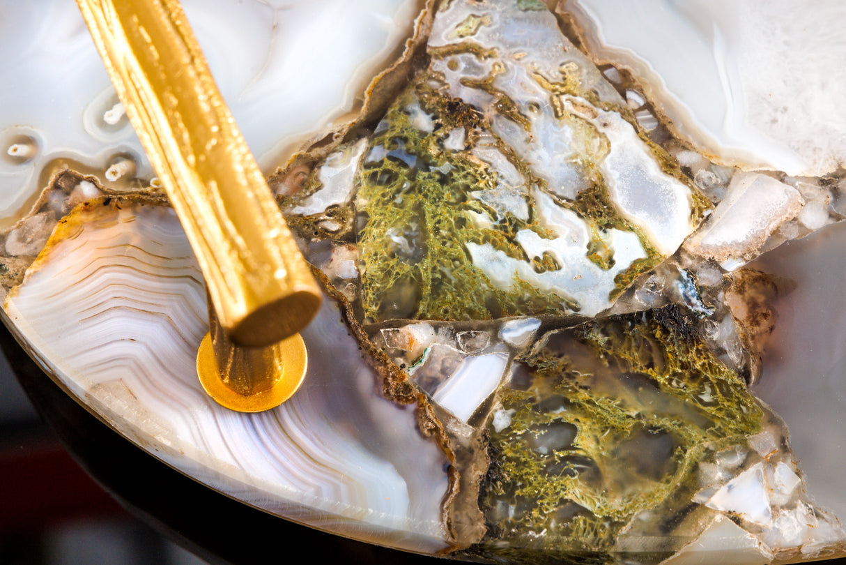 Tray NOBLE 40cm agate golden handles