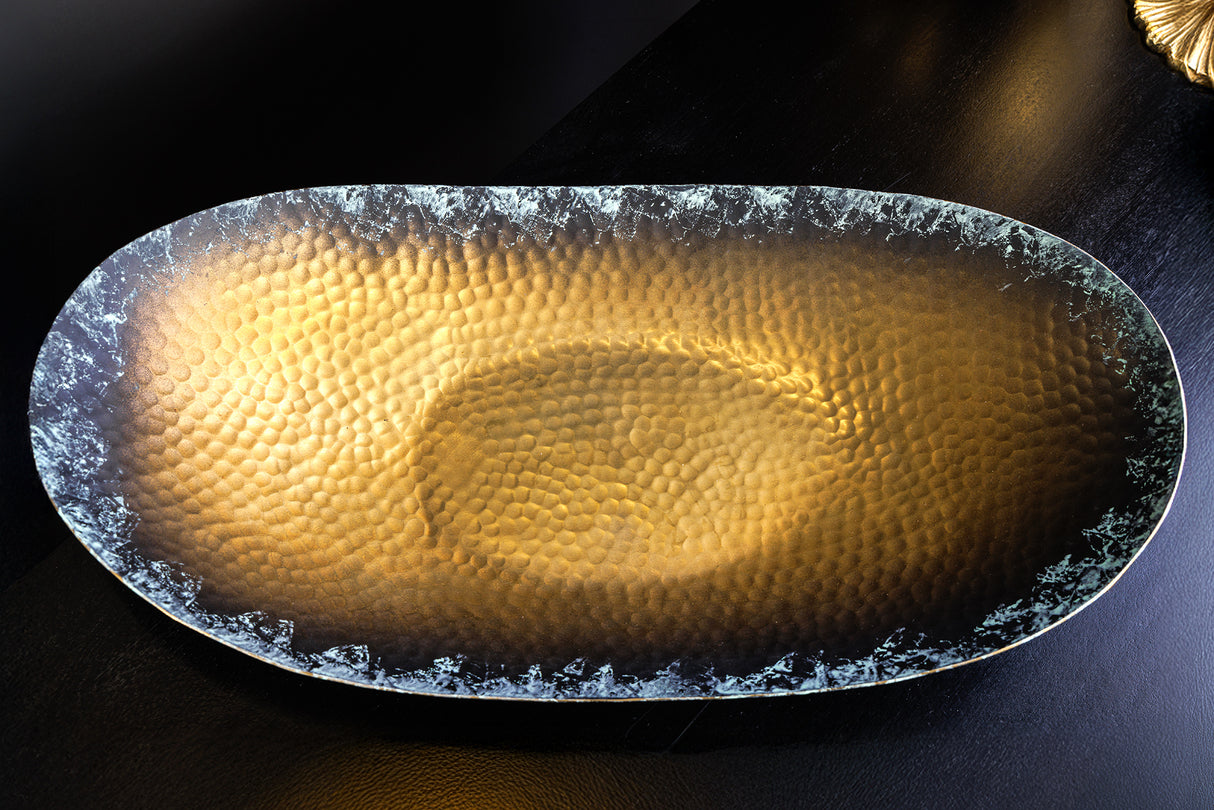 Schale ORIENT 35-45cm 2er Set Hammerschlageffekt gold mit Patina