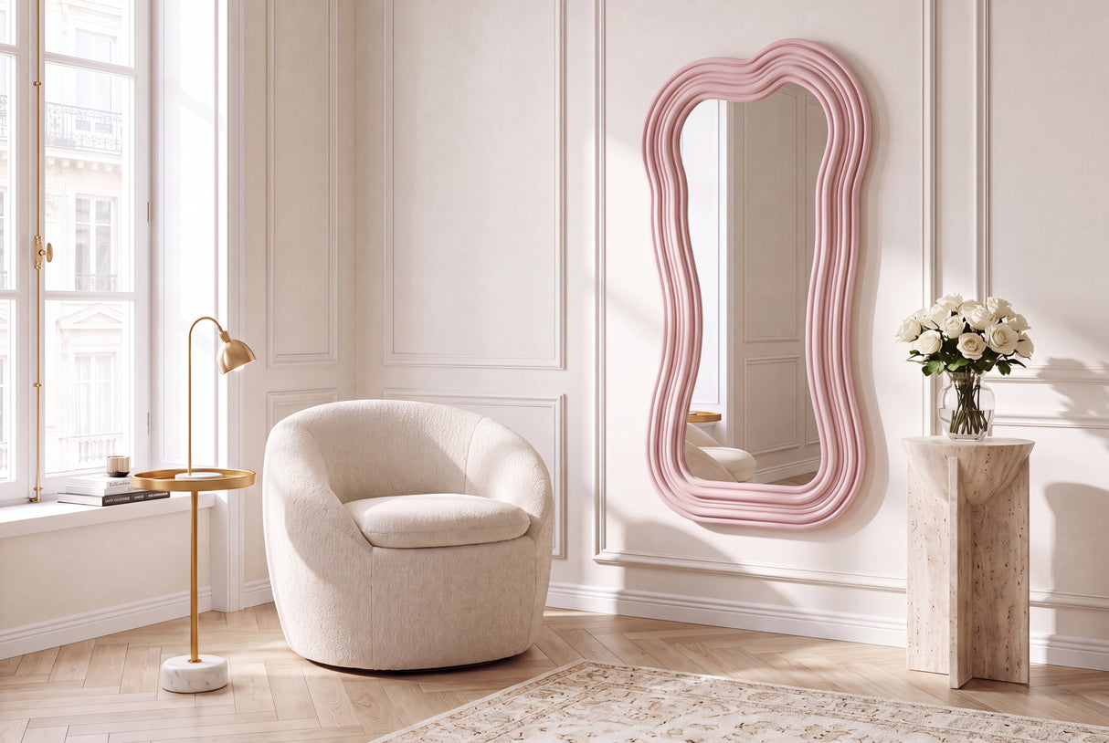 Wall mirror ALICE II 100cm pink