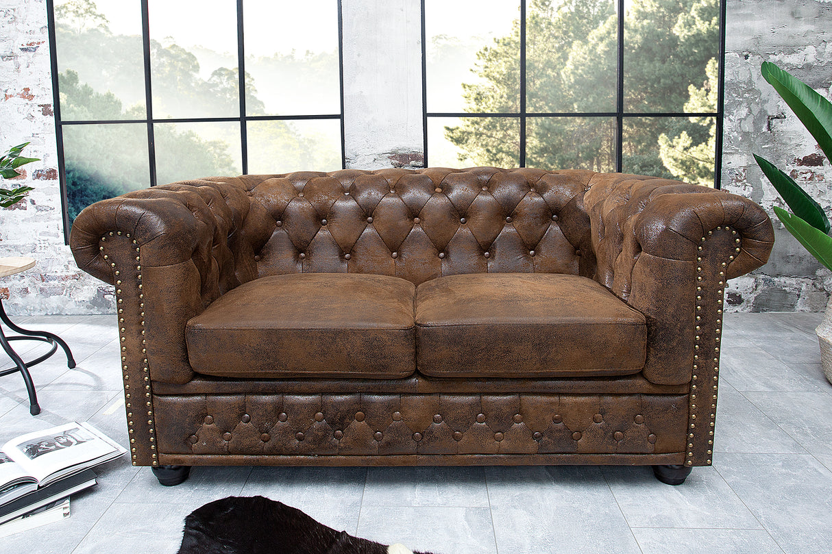 Sofa CHESTERFIELD 2-Sitzer Antikoptik braun
