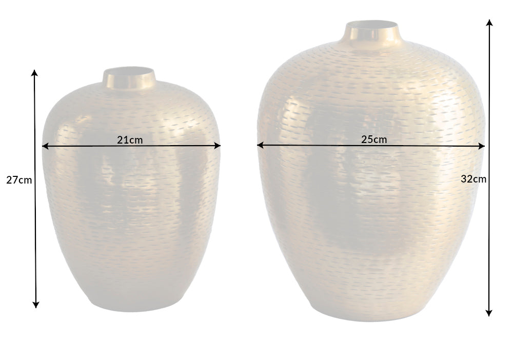 Vase ORIENTAL set of 2 with hammer stroke effect gold