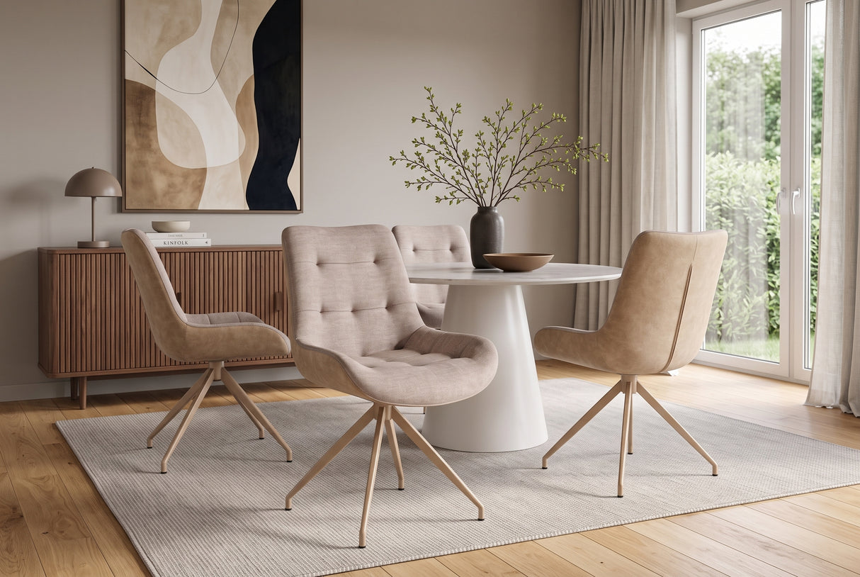Chair DIVANI retro style velvet microfibre champagne beige