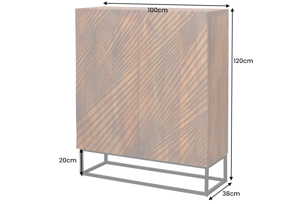 Highboard LINE ART 120cm 3D mango wood brown black