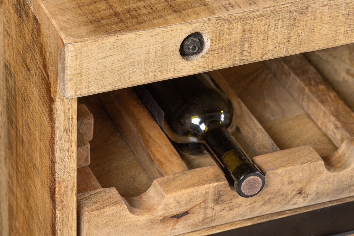 Sideboard IRON CRAFT 175cm mango wood wine shelf