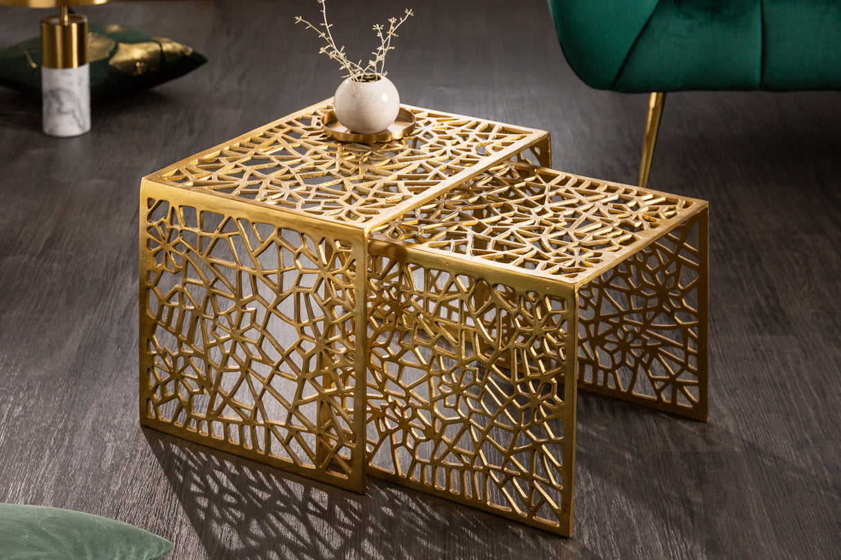 Coffee table ABSTRACT set of 2 gold