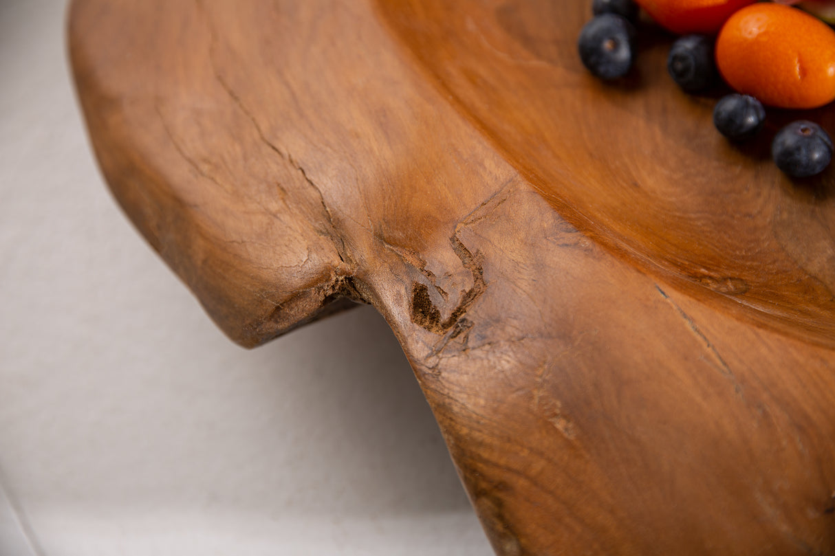 Root wood bowl 50cm teak wood natural