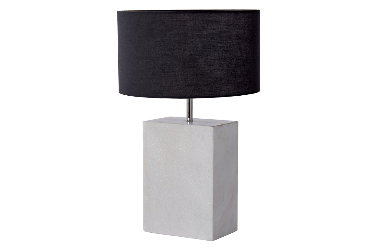 Tischleuchte NOBLE 35cm Fuß Marmor weiß o. Schirm / Schirm verstellbar