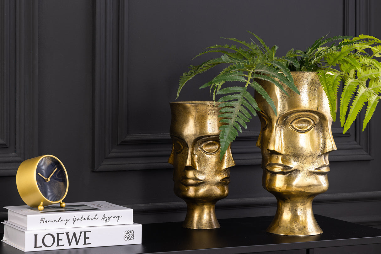 Pflanzvase FACE 2er Set Aluminium Antik Messing