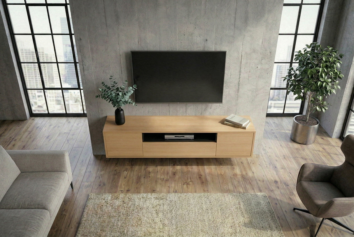 TV-Board LOFT 150 cm hängend natur schwarz