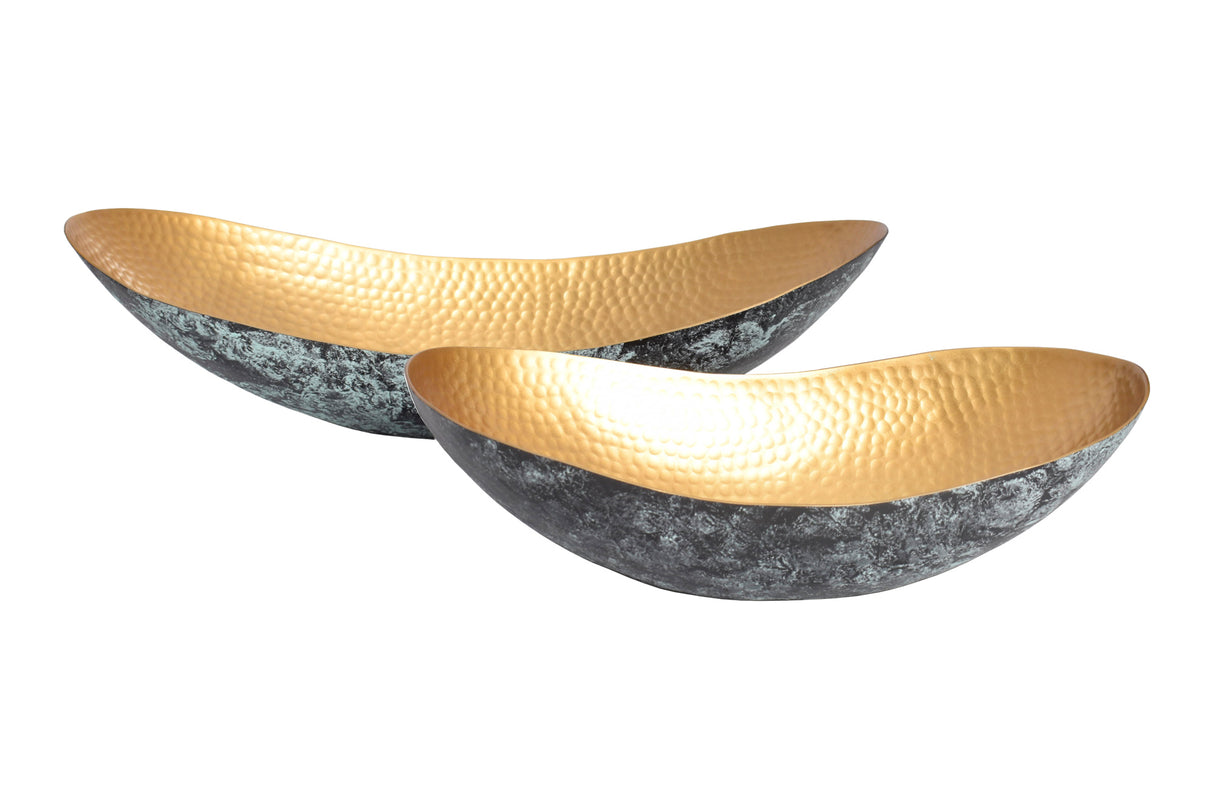 Dekoschale ABSTRACT ORIENT 43-54cm mit Hammerschlageffekt Gold und Patina