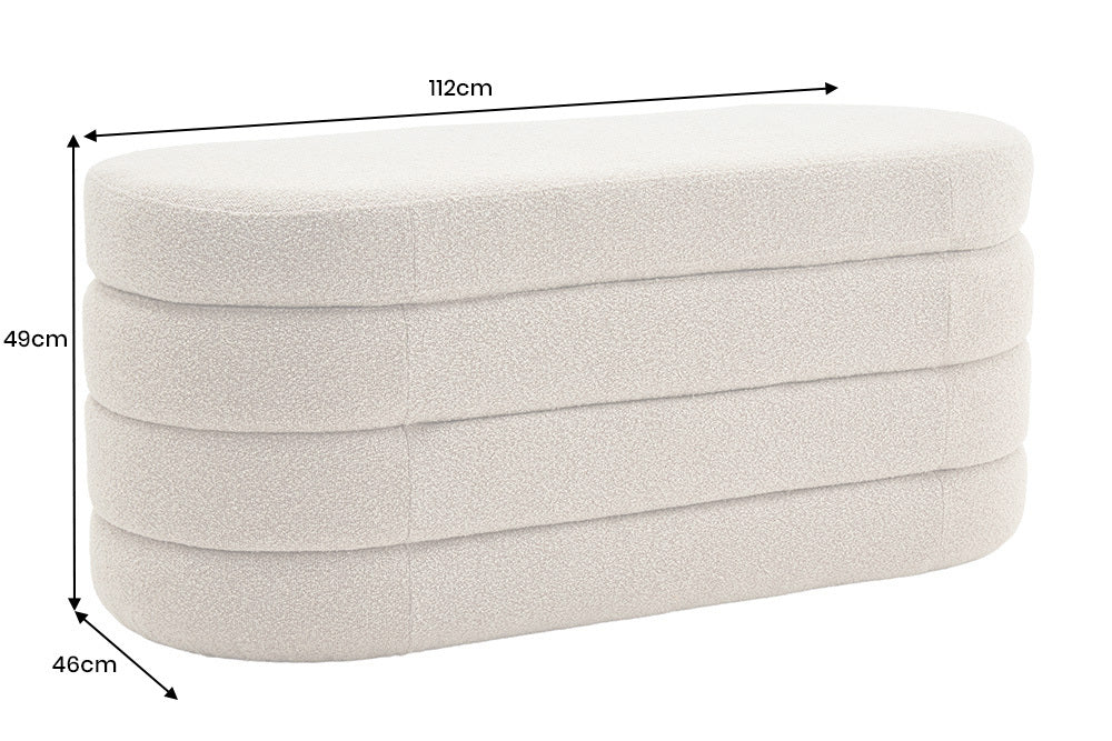 Bench chest VOQUE 115cm bouclé taupe w/ storage space bench seat