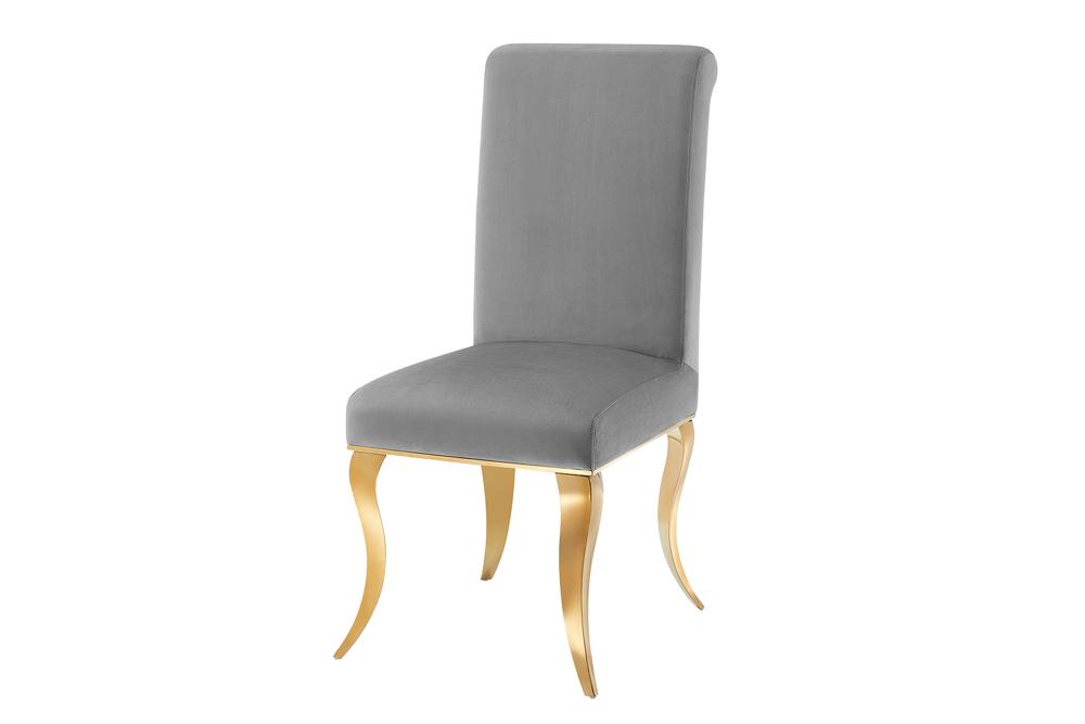 Stuhl MODERN BAROCK DELUXE mit goldenen Beinen Samt grau