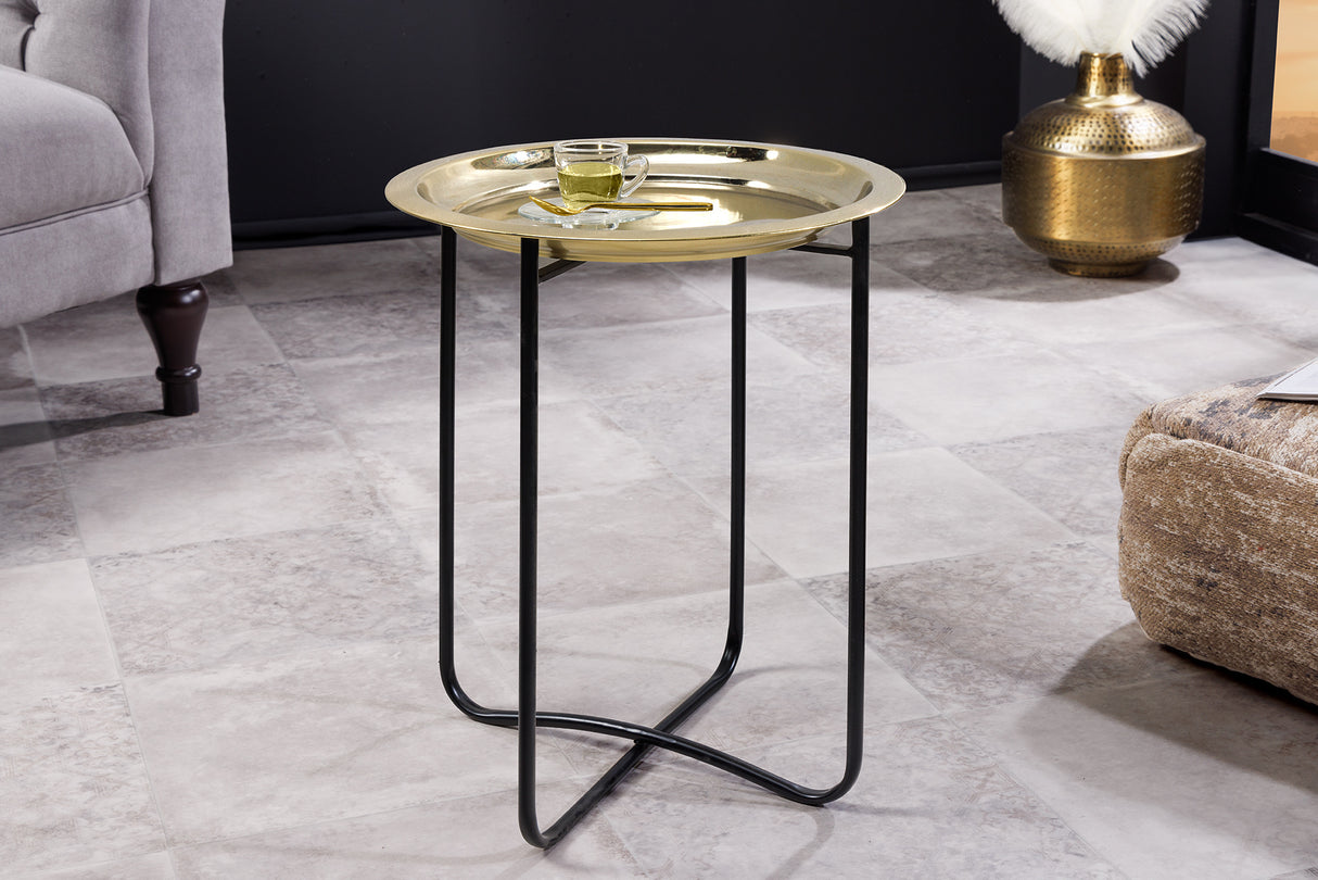 Beistelltisch CASABLANCA 50cm Messing gold abnehmbares Tablett