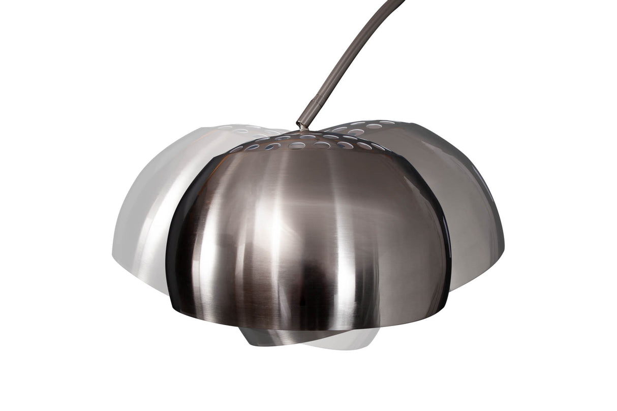 Stehleuchte BIG BOW 170-210cm satiniertes Chrom mit Marmorsockel