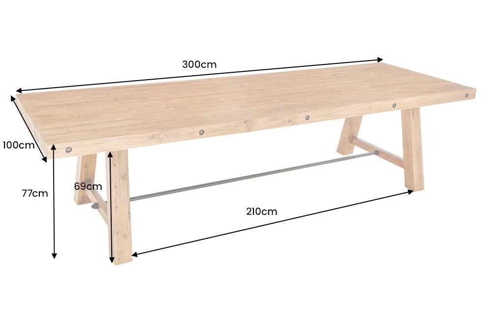 Dining table FINCA 300cm pinewood 80mm vintage brown
