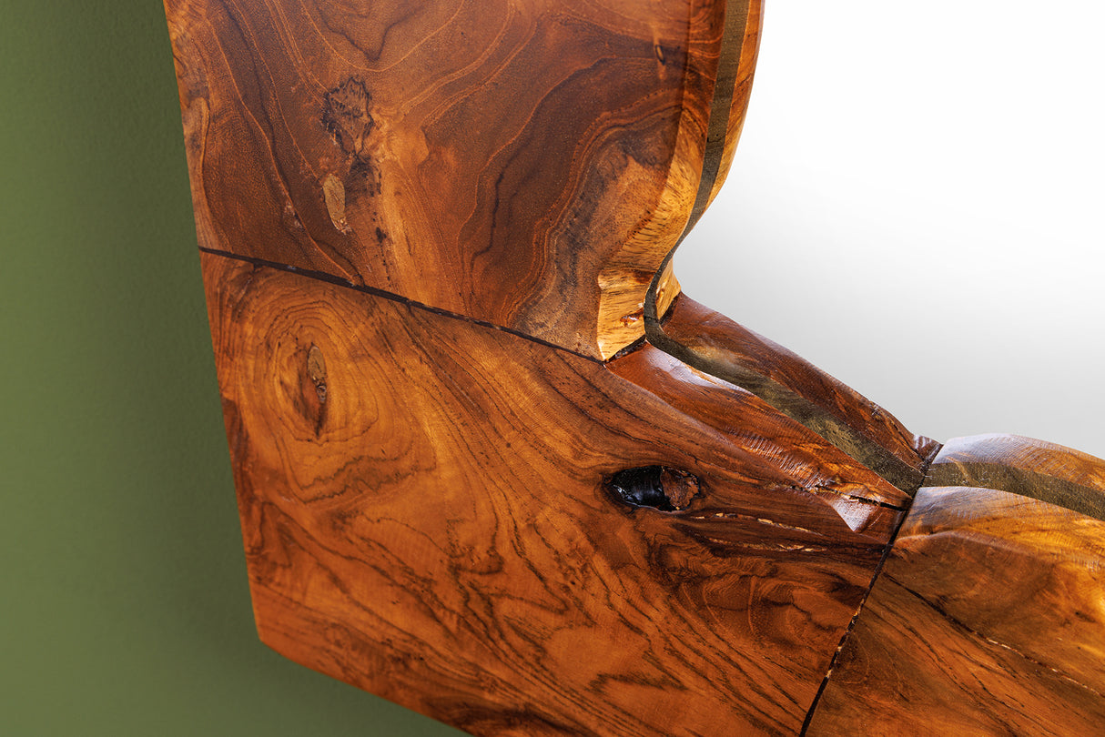 Wandspiegel MOSAIK 90cm Teakholz natur braun handgefertigt