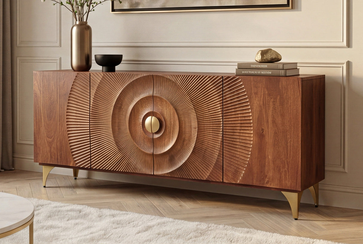 Sideboard GOLDEN SUNSET 180cm 3T Mangoholz braun
