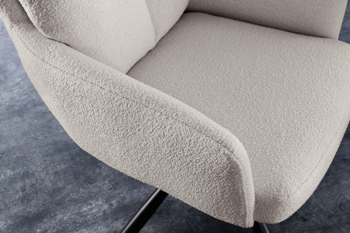Drehstuhl BIG GEORGE 360° mit Armlehnen Bouclé beige