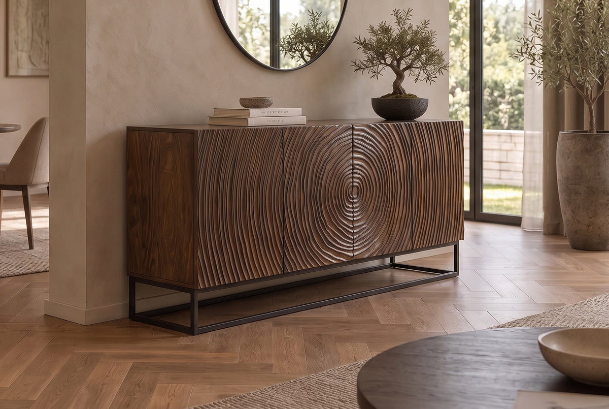 Sideboard ZEN CIRCLE 160cm 3D mango wood dark brown
