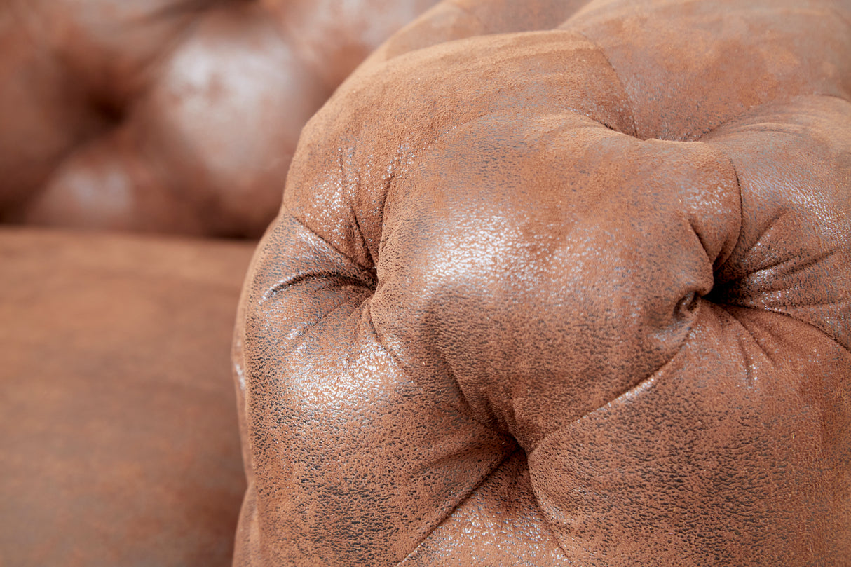 Sessel MODERN BAROCK 120cm Mikrofaser antikbraun im Chesterfield Stil