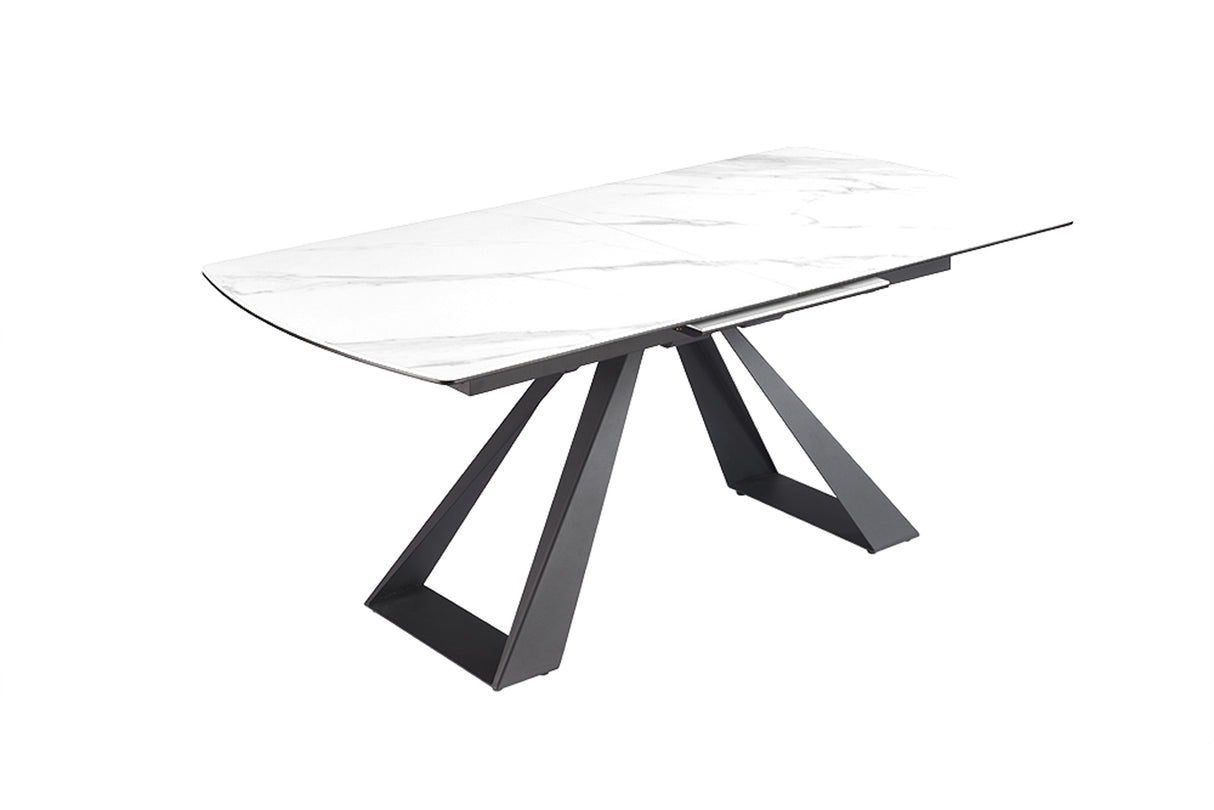 Dining table CONCORD 180-230cm extendable marble look white ceramic tempered glass