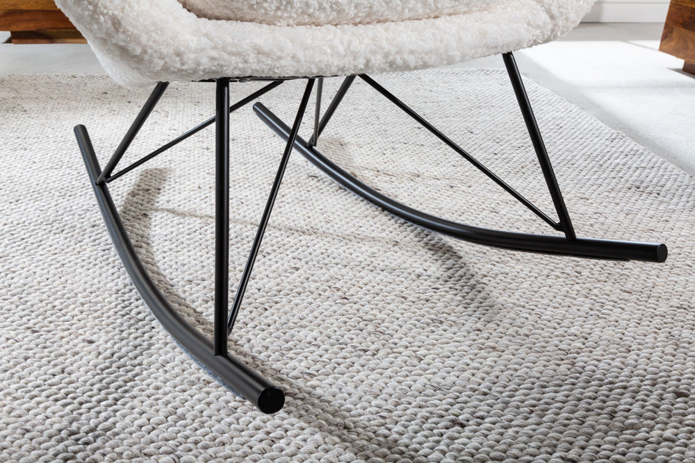 Schaukelstuhl SCANDINAVIA SWING Bouclé weiß