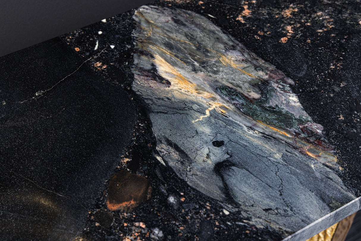 Console OMEGA 80cm marble black w/ golden frame handmade