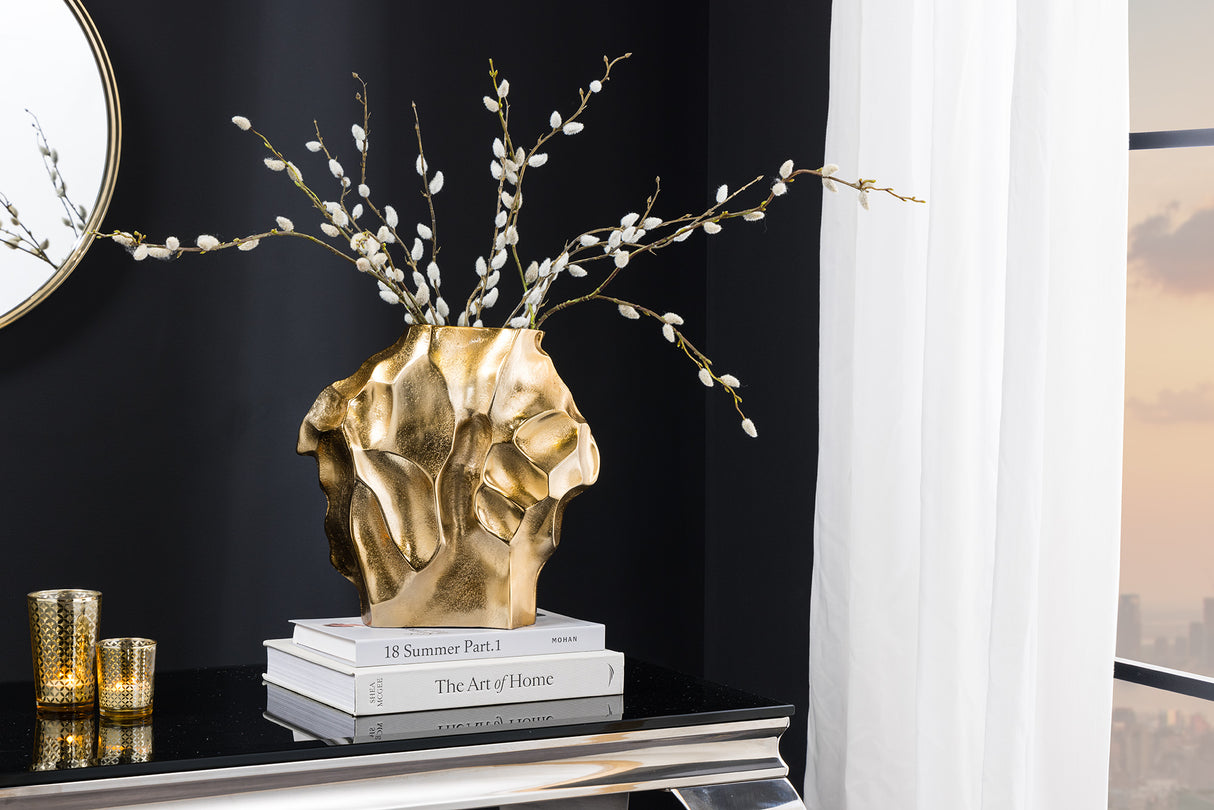 Vase LIQUID 30cm Hammerschlageffekt gold