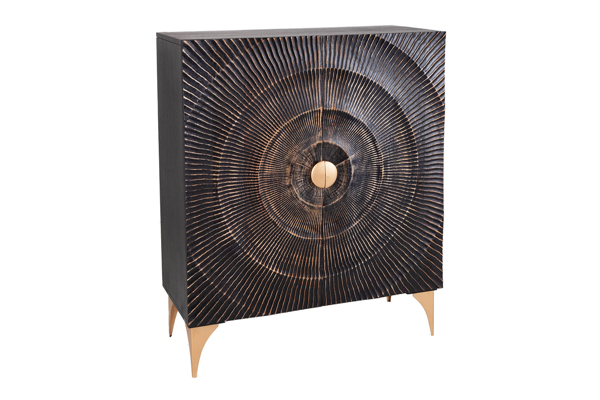 Highboard GOLDEN SUNSET 120cm 3D Mangoholz schwarz gold