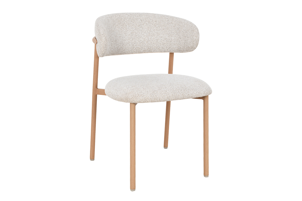 Chair BELFORT w/ metal legs textured fabric beige natural