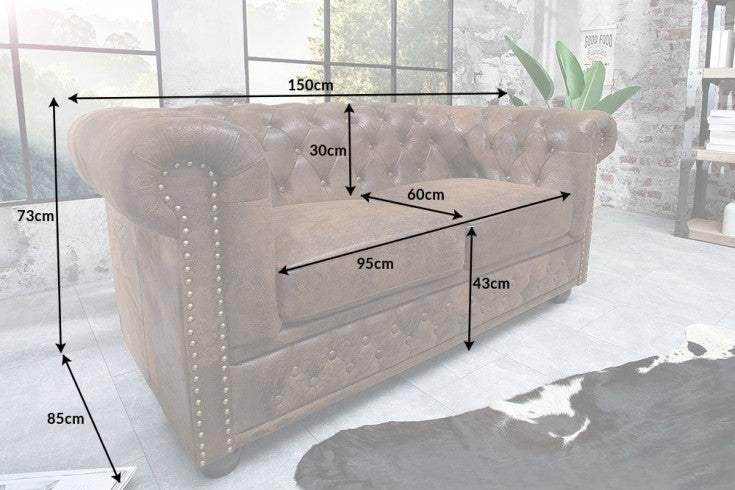 Sofa CHESTERFIELD 2-Sitzer Antikoptik braun