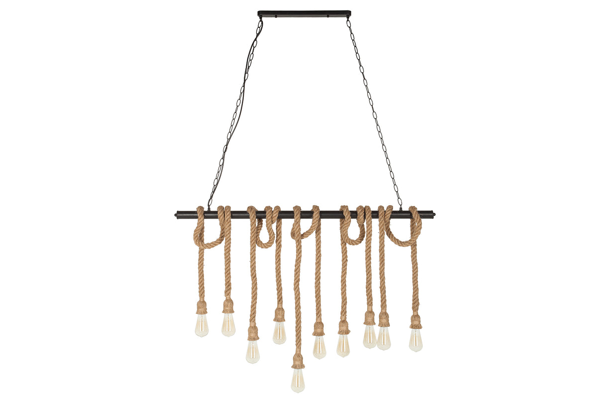 Pendant lamp SEVEN SEAS II 120cm for 10 bulbs abaca