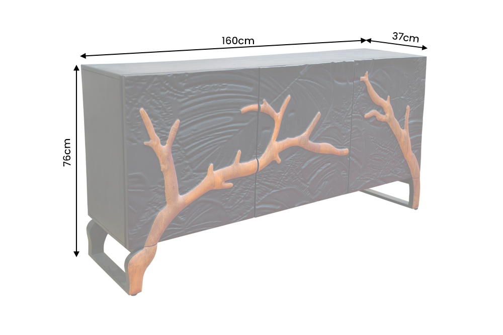 Sideboard FOREST 160cm 3D mango wood black brown