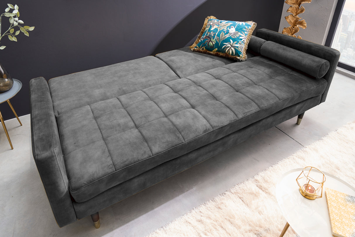 Schlafsofa COUTURE 200cm Microvelours grau