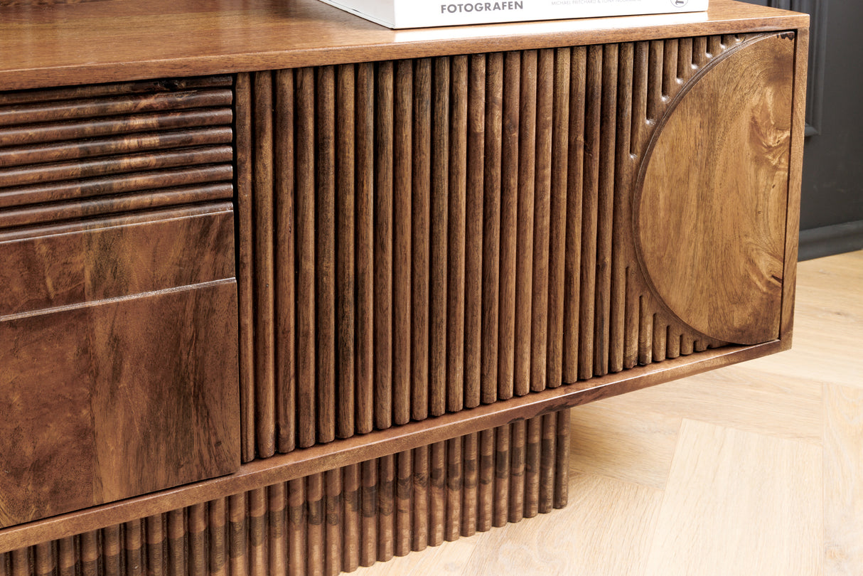 TV Board ART DECO 200cm 3D mango wood brown