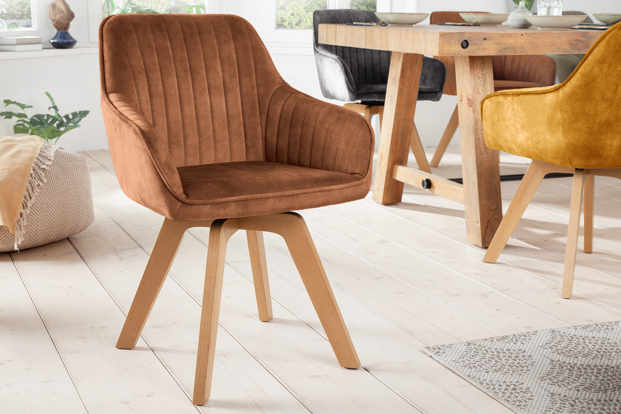 Drehstuhl LIVORNO 180° Samt braun