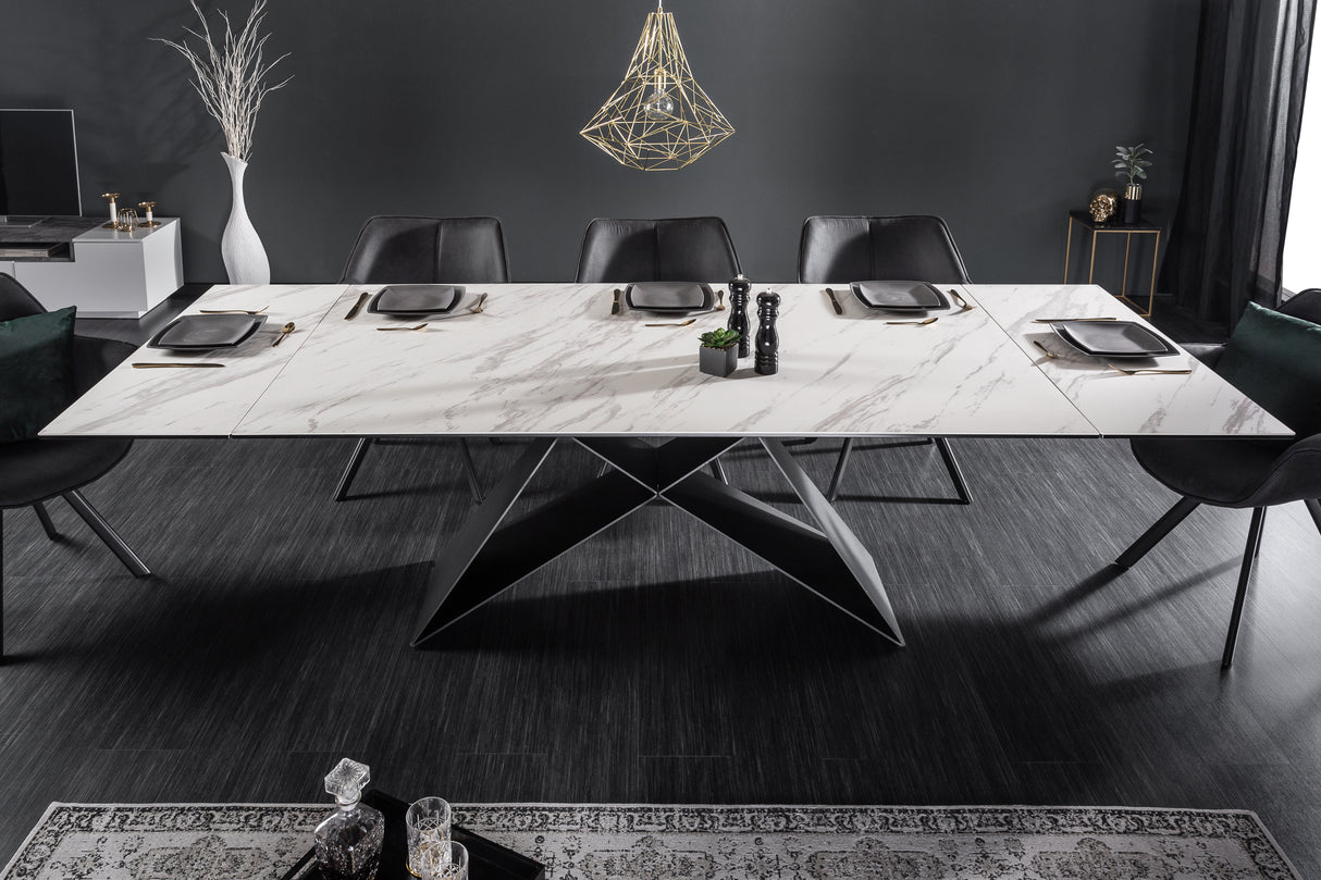 Dining table PROMETHEUS 180-260cm marble look white