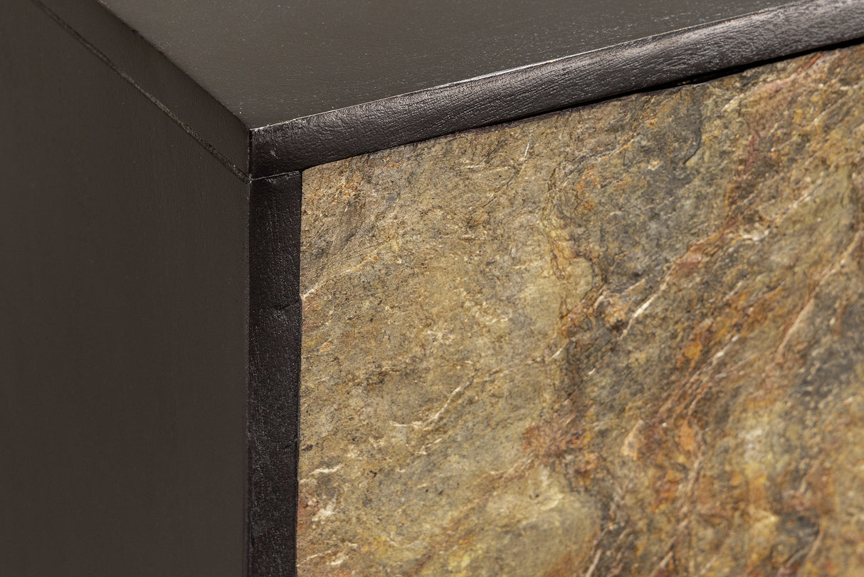 TV Board MOUNTAIN SOUL 160cm hängend Akazie Naturstein Optik schwarz natur