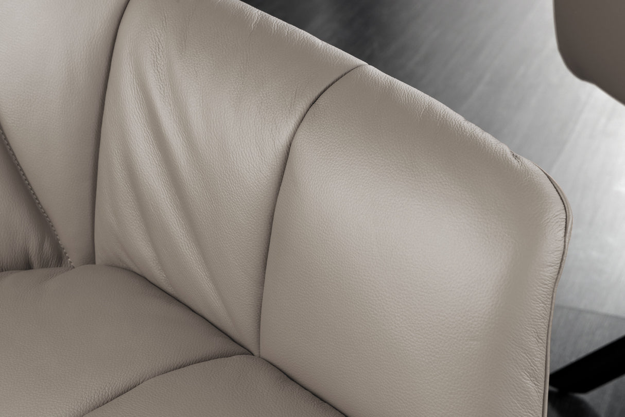 Swivel chair PAPILLON rotatable 180° w/ armrests leather taupe