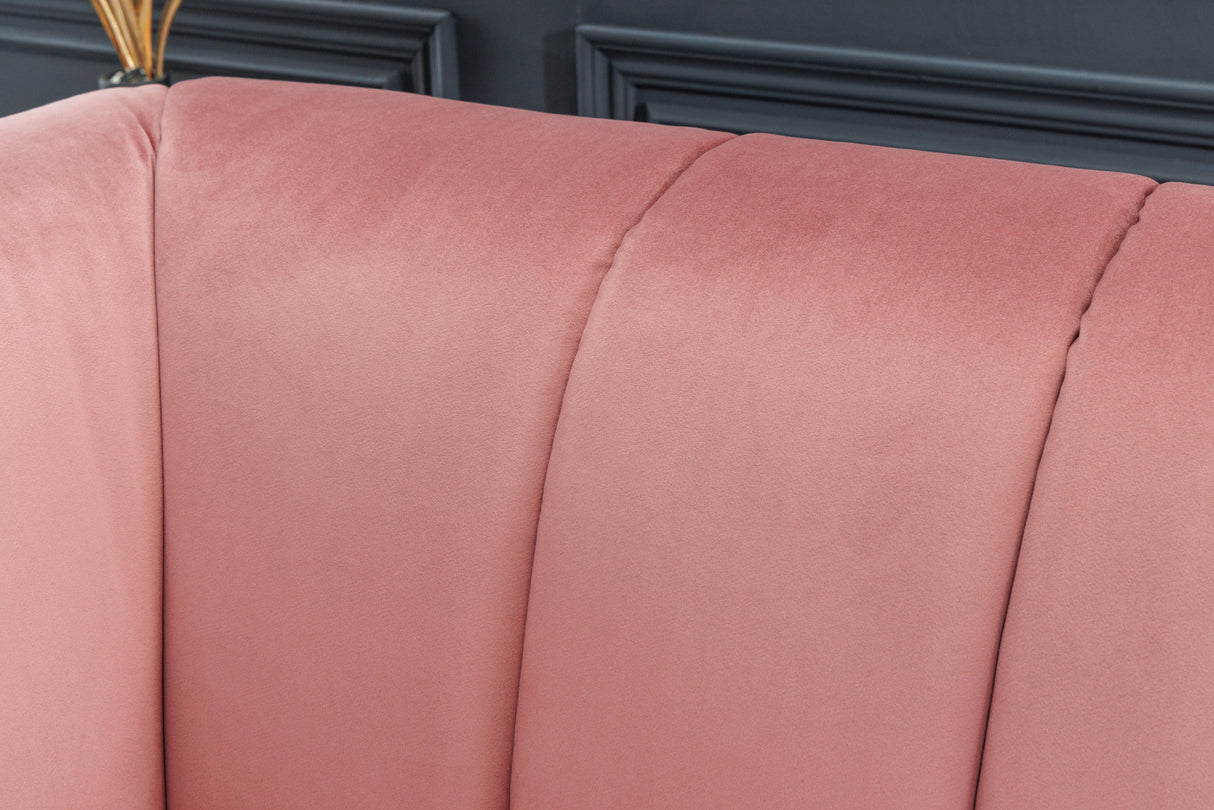Sofa NOBLESSE 225cm 3-Sitzer Samt Altrosa mit goldenen Füßen