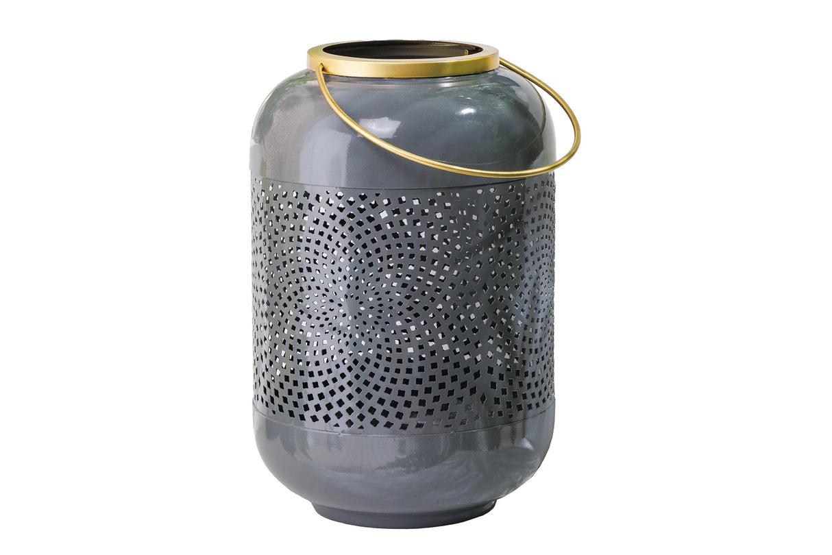 Lantern CANDLELIGHT 30cm grey golden
