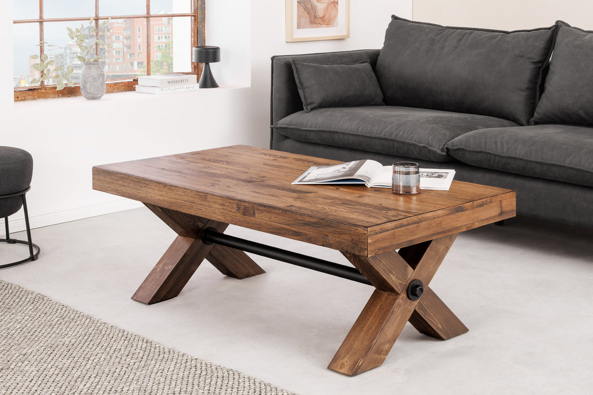 Coffee table GOLIATH 110cm pinewood natural black