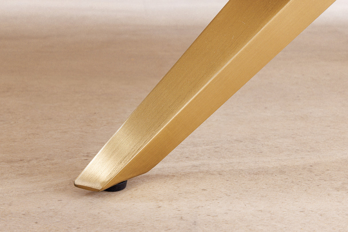 Esstisch ART LIVING 200cm Keramikplatte aus weißem Marmor mit champagnergoldenem Rahmen