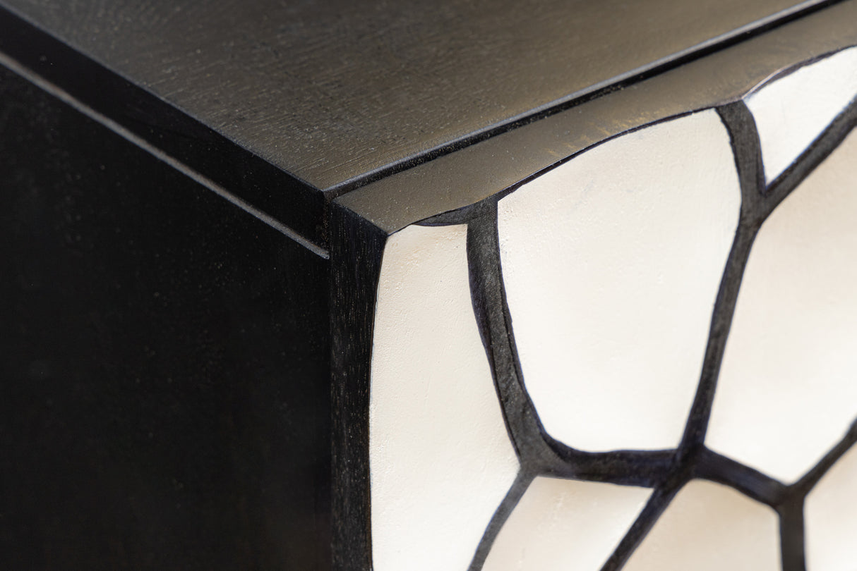 Sideboard VULCANO 180cm 3D mosaic mango wood black white