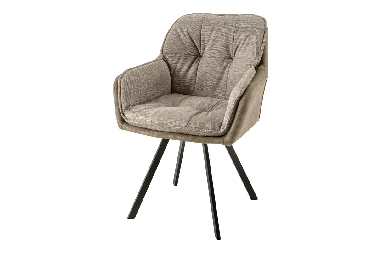 Swivel chair LOUNGER 180° with armrests microfibre vintage taupe
