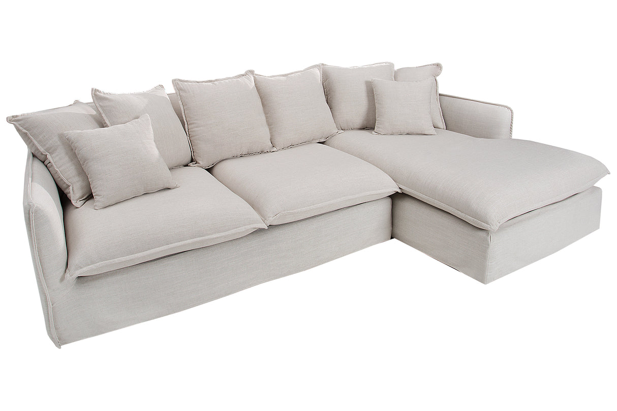 Ecksofa HEAVEN 255cm Federkern abnehmbarer Bezug Strukturstoff Leinen natur