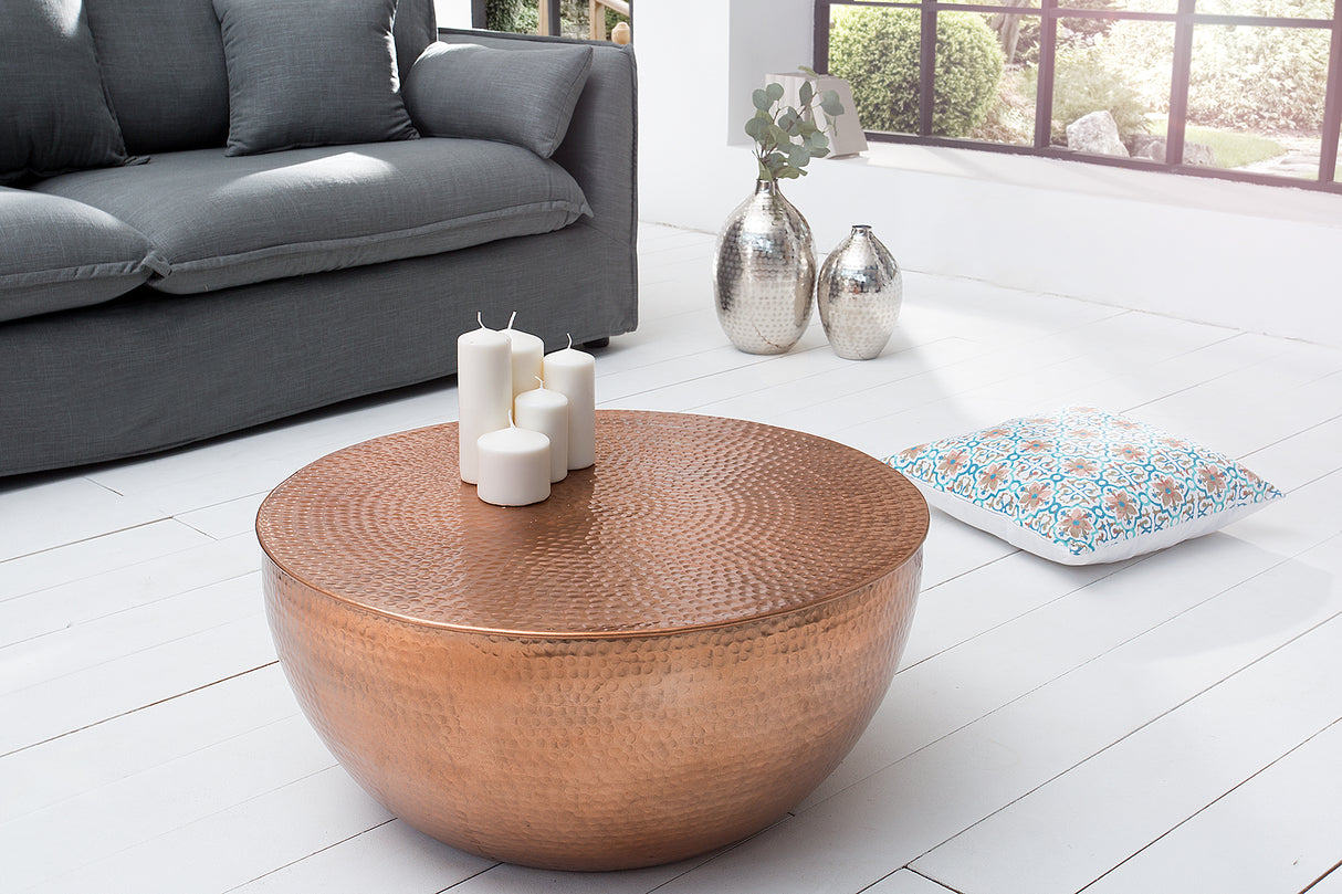 Coffee table ORIENT II 60cm hammer stroke effect copper